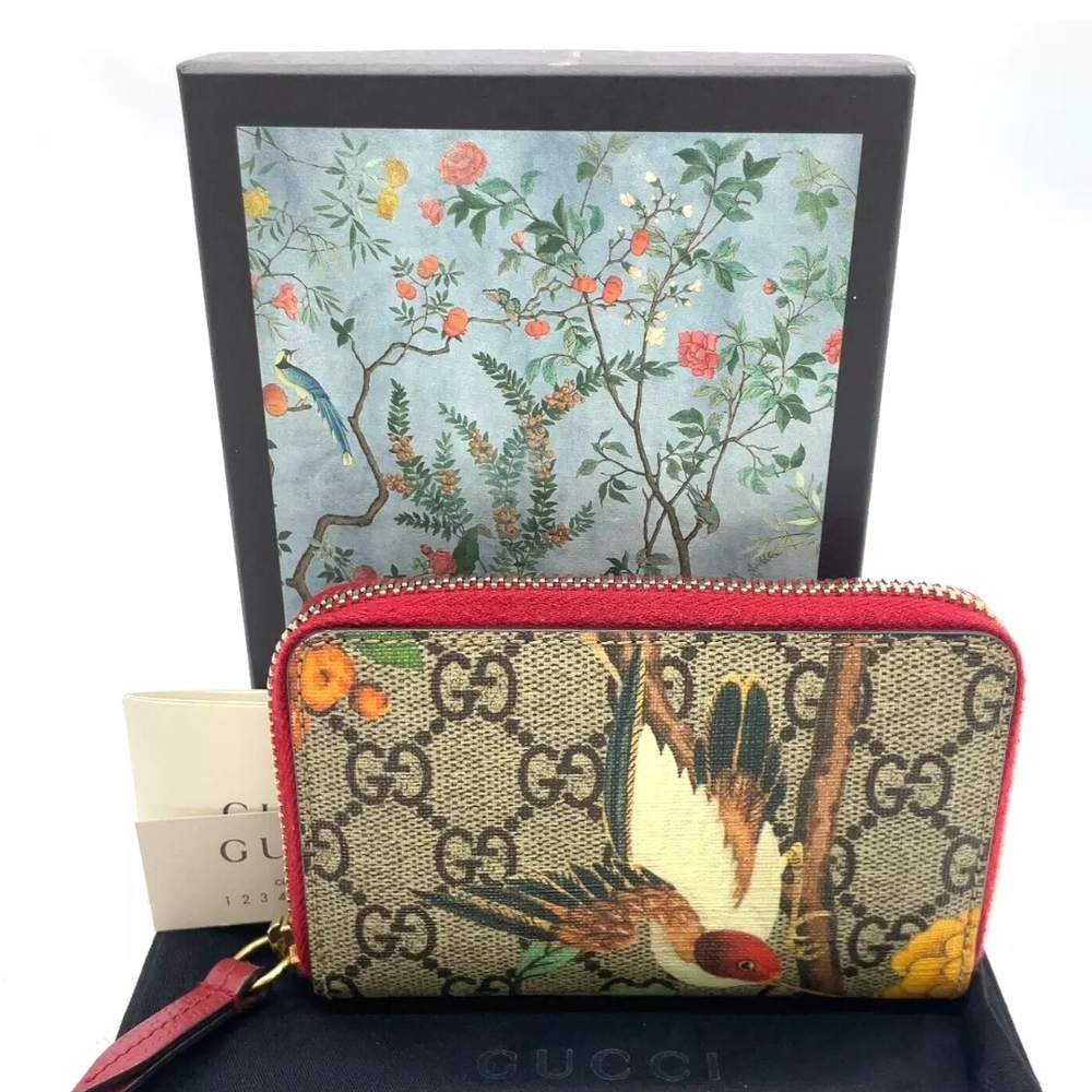 Authentic Gucci Supreme Bird Motif Coin Wallet With Box And Dust Bag Included